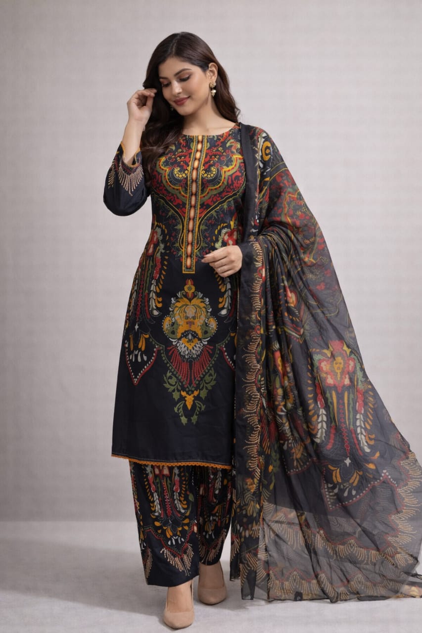 🌸 Femmi Prets Kash 3 Piece Premium 4 Season Lawn Suit – Stitched Pakistani Dress for Women | All Sizes Available