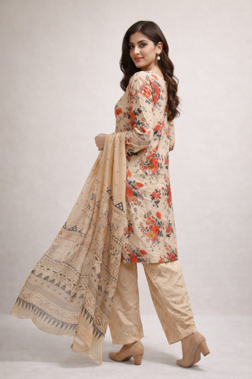 🌸 Femmi Prets Alishba 3 Piece Premium 4 Season Lawn Suit – Stitched Pakistani Dress for Women | Ready to Wear | All Sizes Availabl