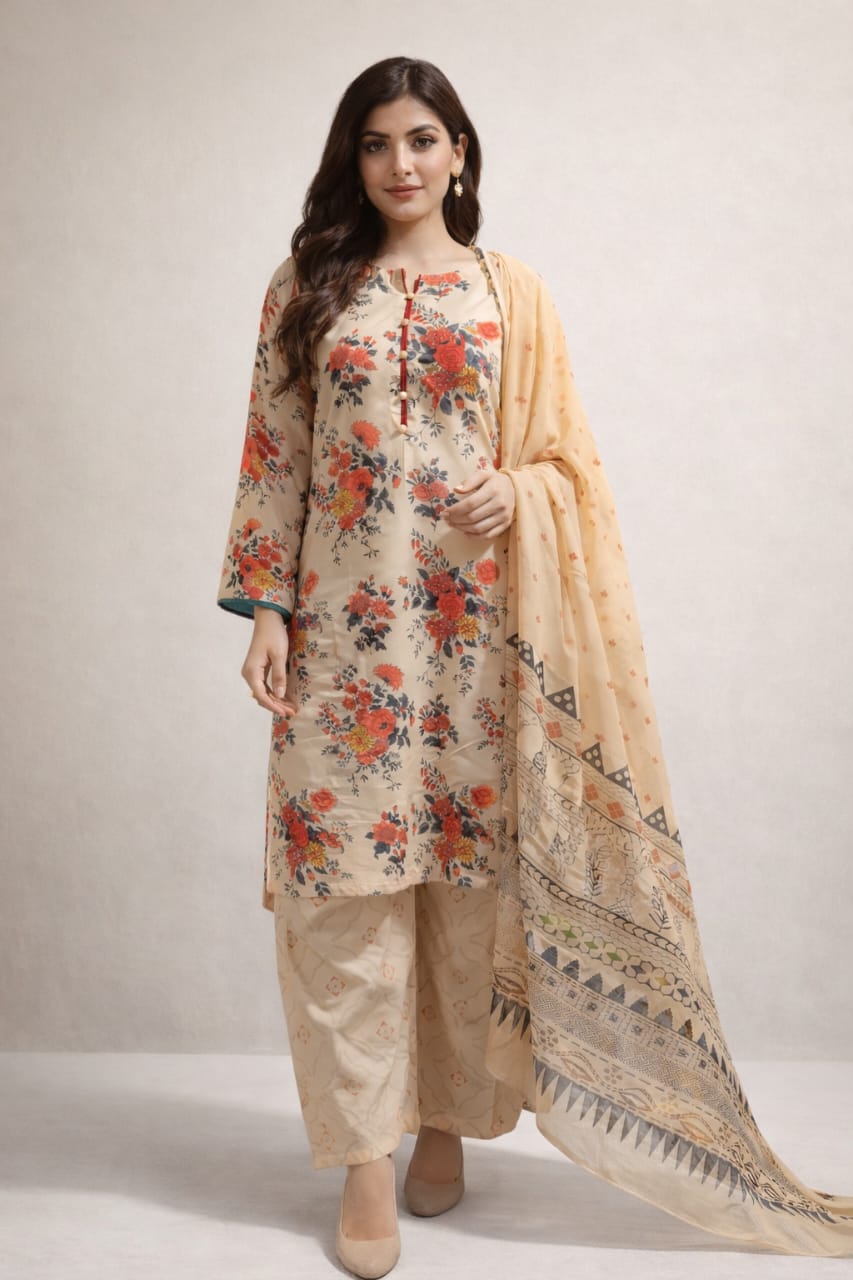 🌸 Femmi Prets Alishba 3 Piece Premium 4 Season Lawn Suit – Stitched Pakistani Dress for Women | Ready to Wear | All Sizes Availabl