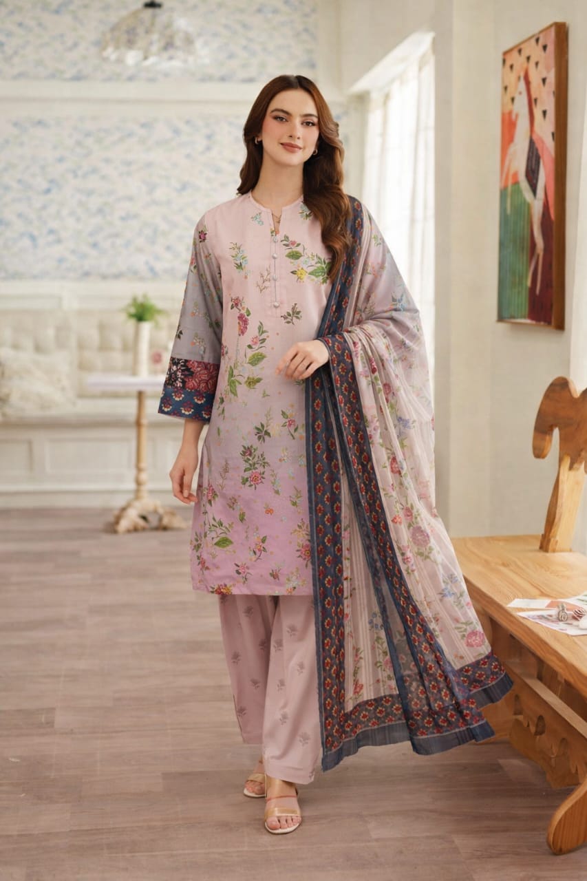 🌿 Femmi Prets Hareesh 3 Piece Premium 4 Season Lawn Suit – Stitched Pakistani Dress for Women | All Sizes Available