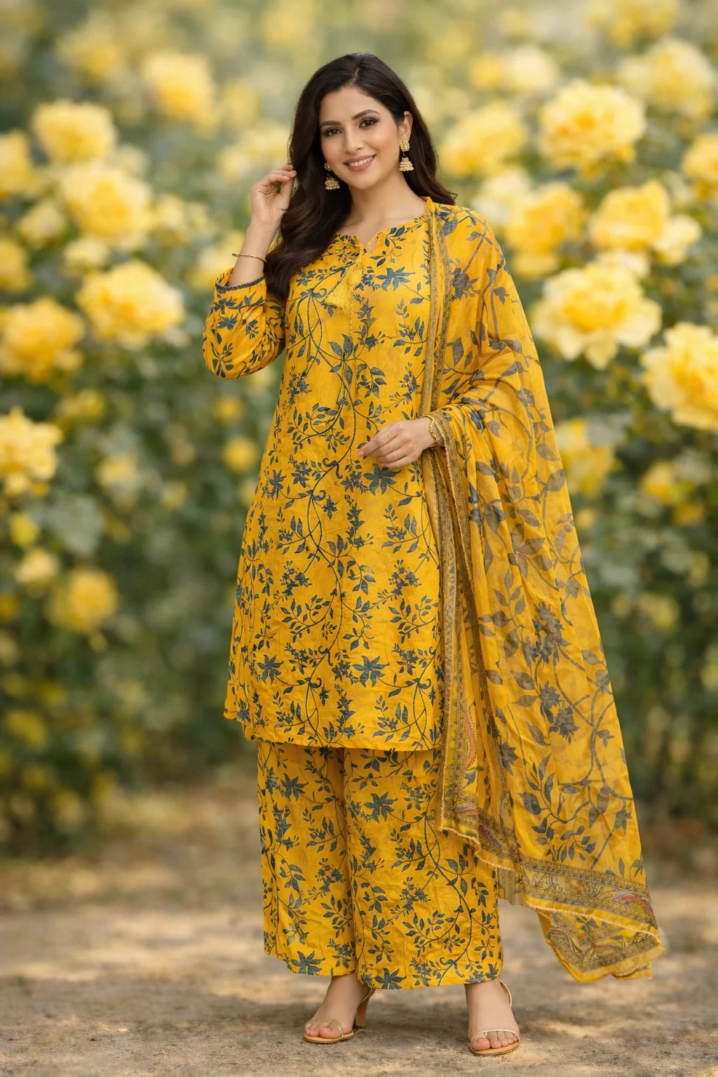 🌻 Femmi Prets Sunflower 3 Piece Premium Lawn Suit