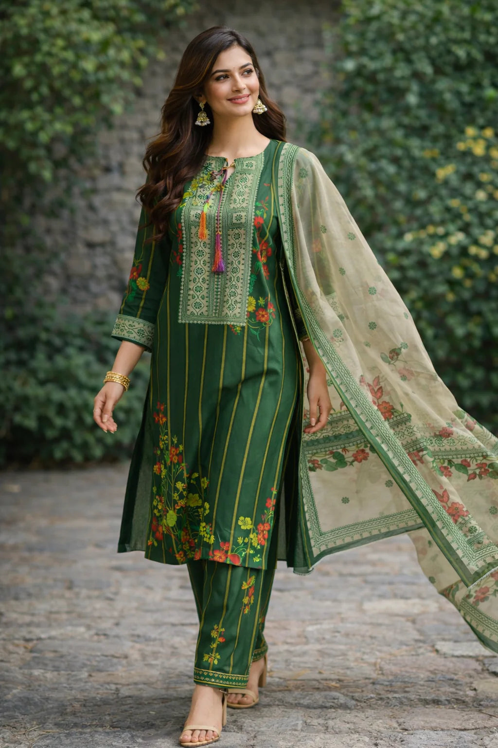 🌿 Turtle 3PC Premium Lawn Suit – 4 Season Crinkle | Femmi Prets