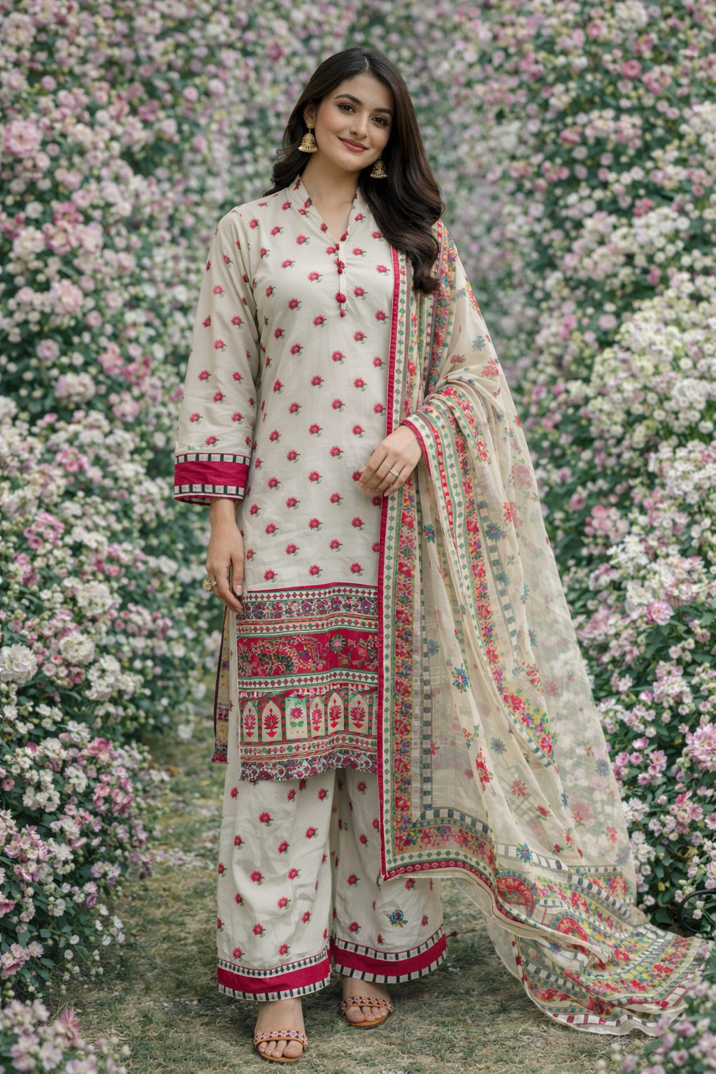 🌸 Rimsha 3 Piece Premium Lawn Suit – 4 Season Stitched Dress for Women | Femmi Prets Pakistan 👗✨