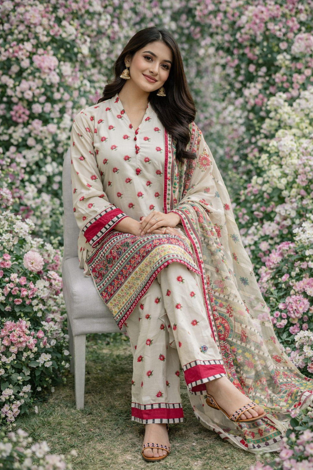🌸 Rimsha 3 Piece Premium Lawn Suit – 4 Season Stitched Dress for Women | Femmi Prets Pakistan 👗✨