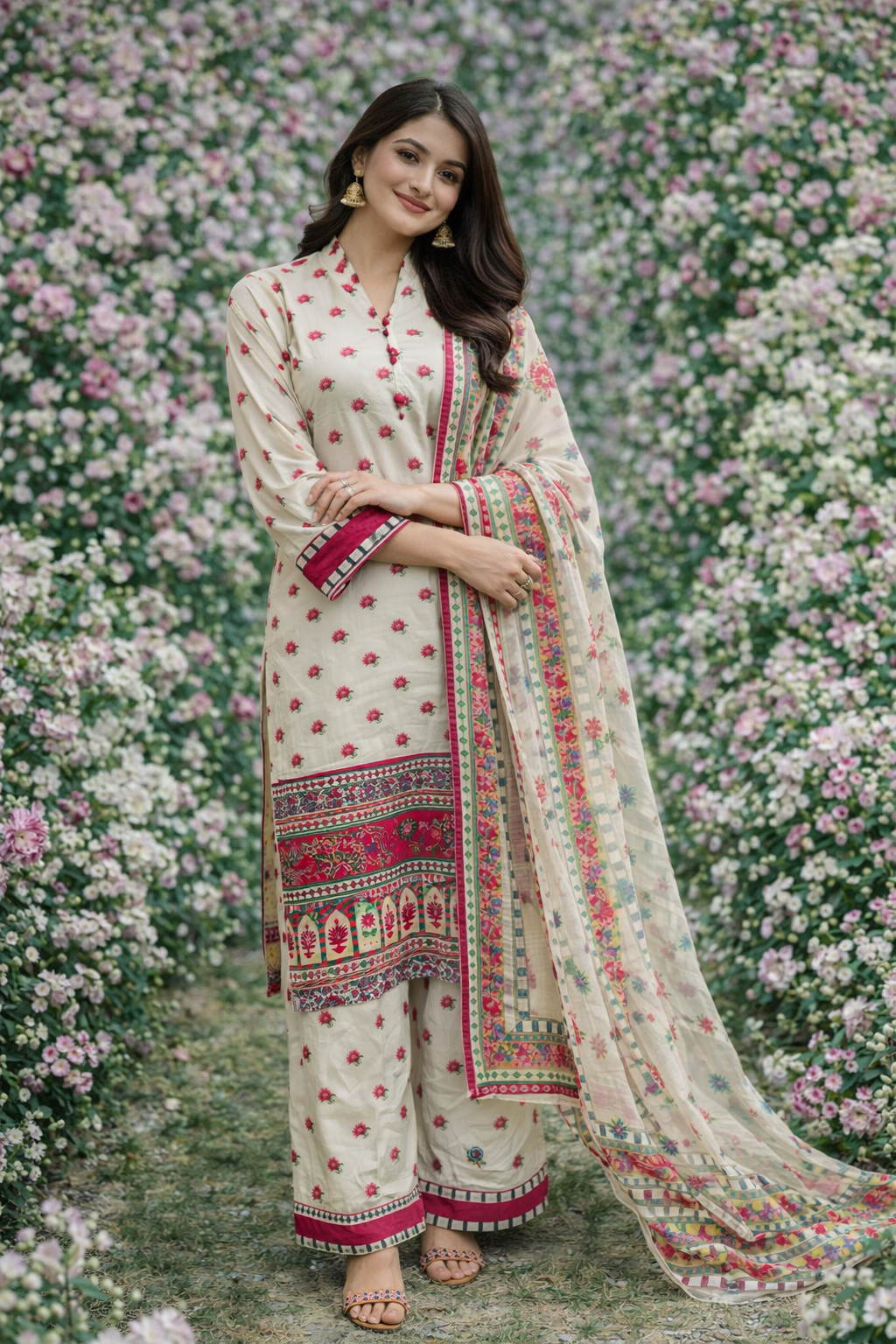 🌸 Rimsha 3 Piece Premium Lawn Suit – 4 Season Stitched Dress for Women | Femmi Prets Pakistan 👗✨